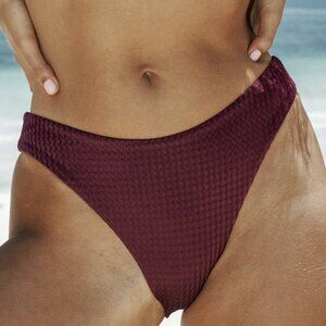 Berlook Burgundy Solid Textured Bikini Bottom ONLY 70